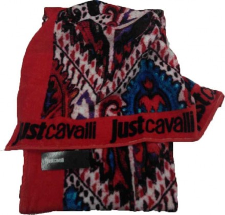 Полотенце пляжное 100x180 Just Cavalli красное с черным
