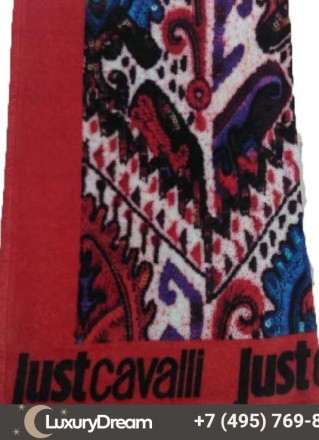 Полотенце пляжное 100x180 Just Cavalli красное с черным