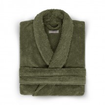Халат Hamam махровый Galata Organic Contrast оливковый