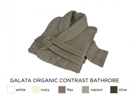 Халат Hamam махровый Galata Organic Contrast оливковый