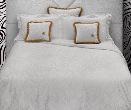 Постельное белье 2 спальное евро Roberto Cavalli WHITE PYTHON 001 Bianco
