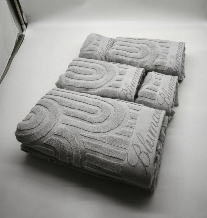 Набор полотенец 5 шт Blumarine MONOGRAM серо-голубой 13 ice