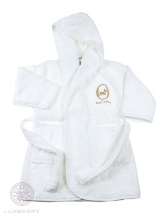 Халат детский 11-12 лет Bovi Собачки белый-бежевый