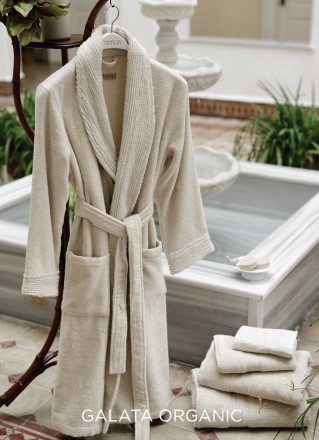 Халат махровый Hamam Galata Organic Contrast серый