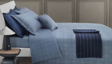 Постельное белье 2 спальное евро Trussardi DIAGONAL U20 Blue синее