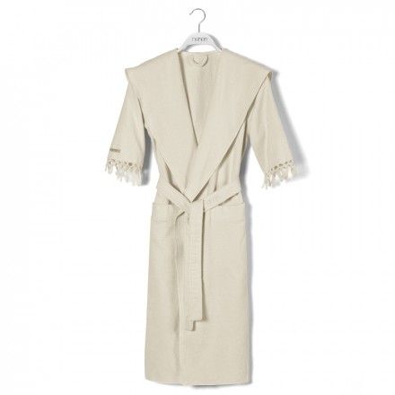 Халат хлопковый Hamam Meyzer Tassels слоновая кость