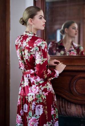 Халат Marjolaine VELVET 4VEL3004 0156 Imprime Bourgogne