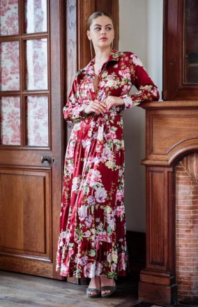 Халат Marjolaine VELVET 4VEL3004 0156 Imprime Bourgogne