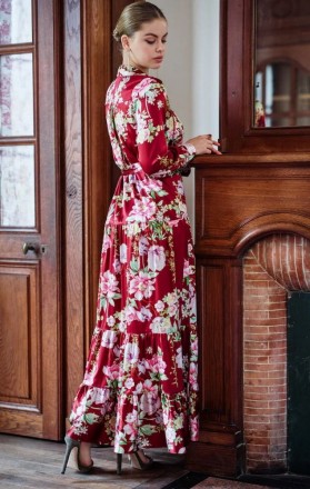 Халат Marjolaine VELVET 4VEL3004 0156 Imprime Bourgogne