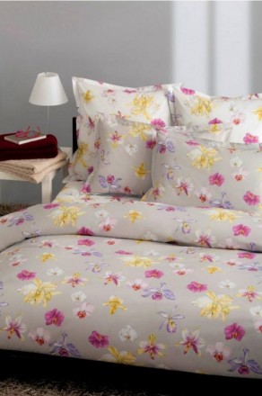 Постельное белье 2 спальное евро Mirabello Fiori di Orchidea светло-серое