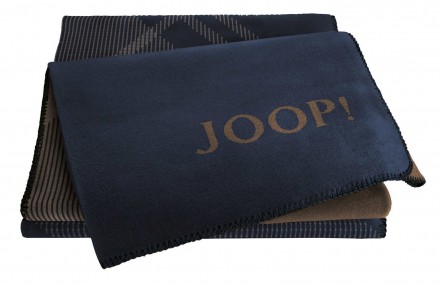 Плед 150х200 Joop CHECK (769008) marine-karamell 