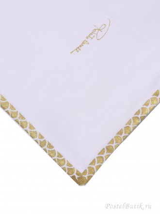 Постельное белье 2 спальное евро макси Roberto Cavalli Gold белое